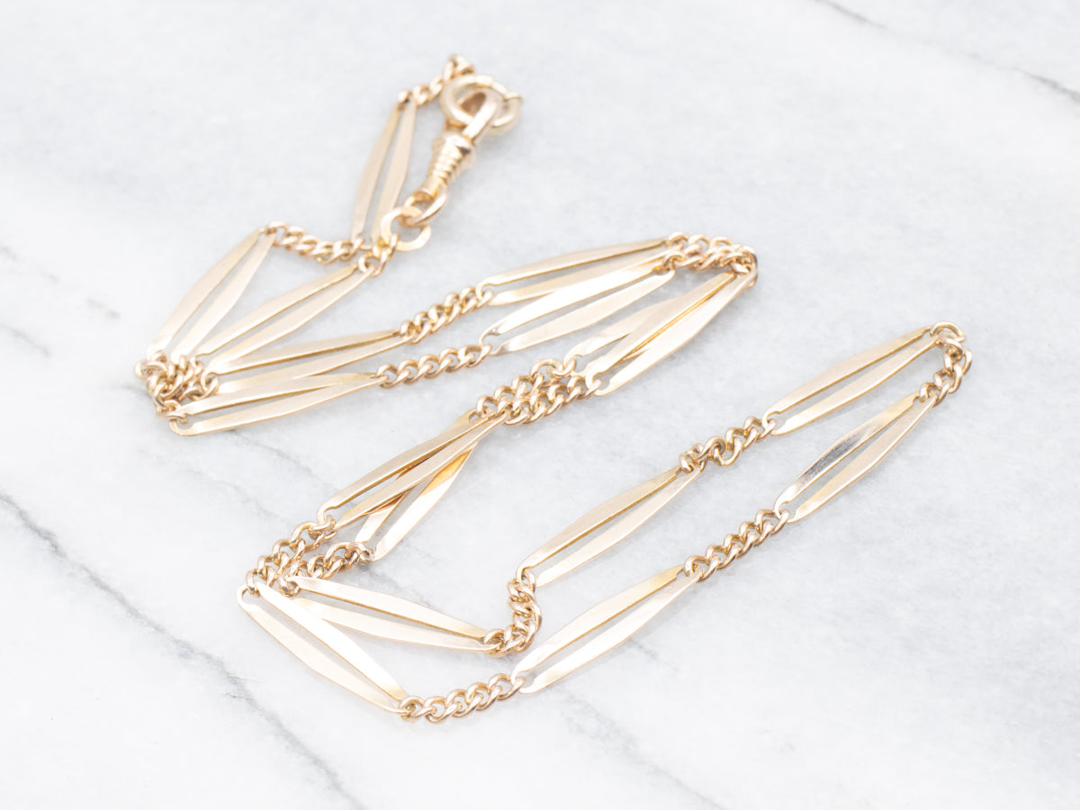 Curb and Open Oval Link Pocket Watch Chain