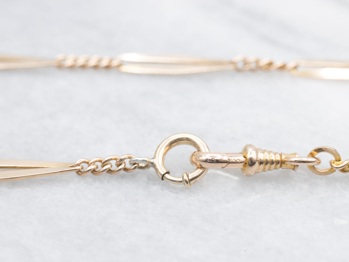 Curb and Open Oval Link Pocket Watch Chain