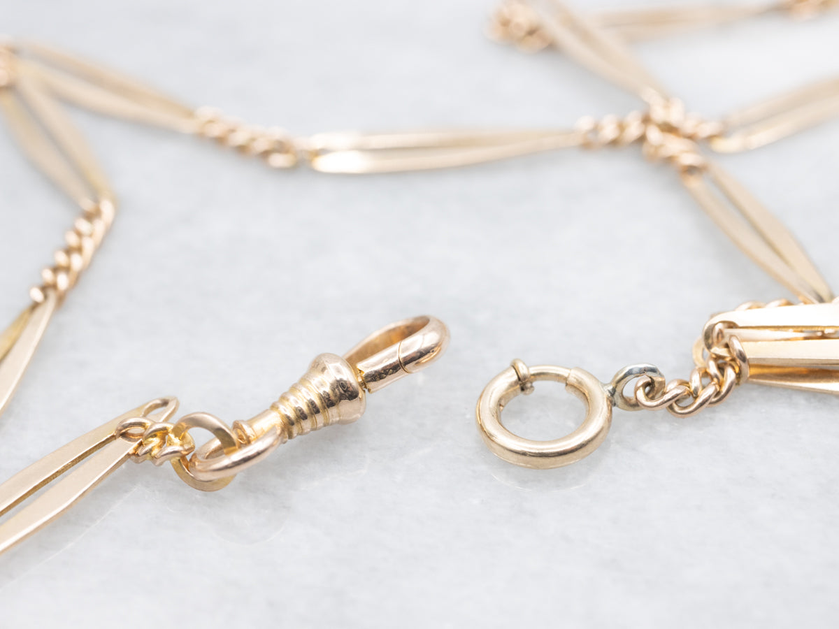 Curb and Open Oval Link Pocket Watch Chain