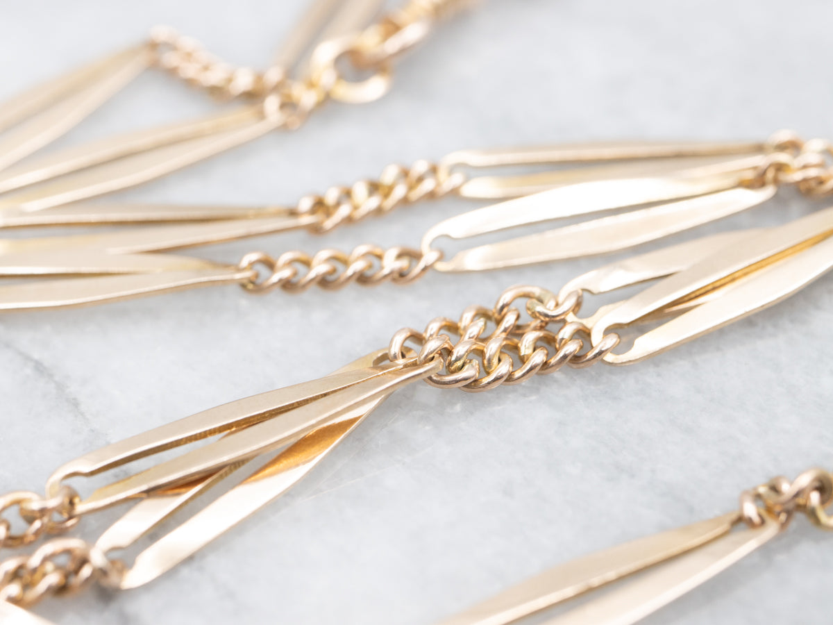 Curb and Open Oval Link Pocket Watch Chain