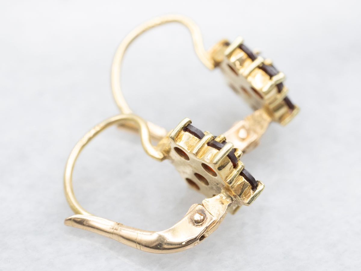 Gold Garnet Cluster Earrings