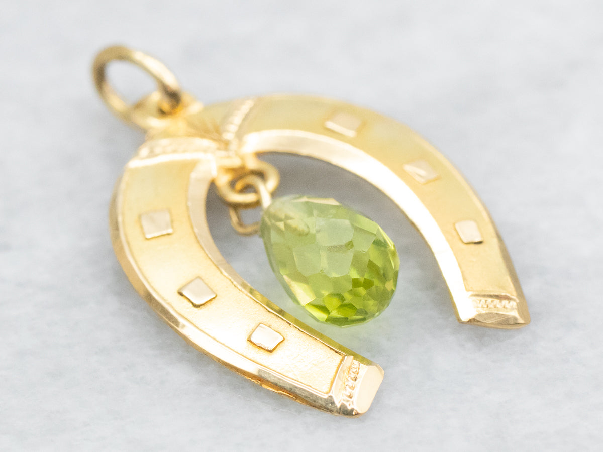 Horseshoe Charm with Peridot Briolette