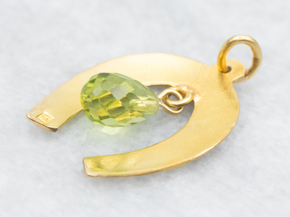 Horseshoe Charm with Peridot Briolette