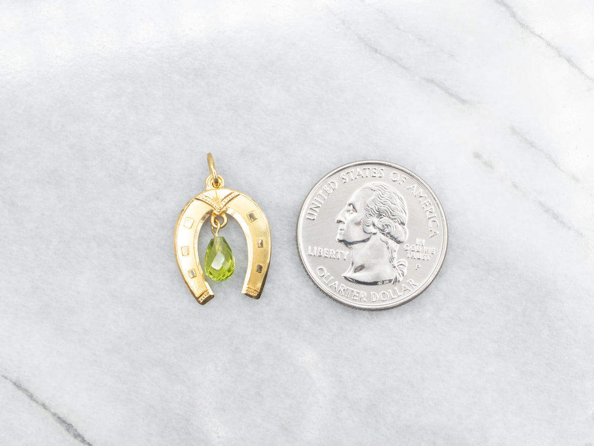 Horseshoe Charm with Peridot Briolette
