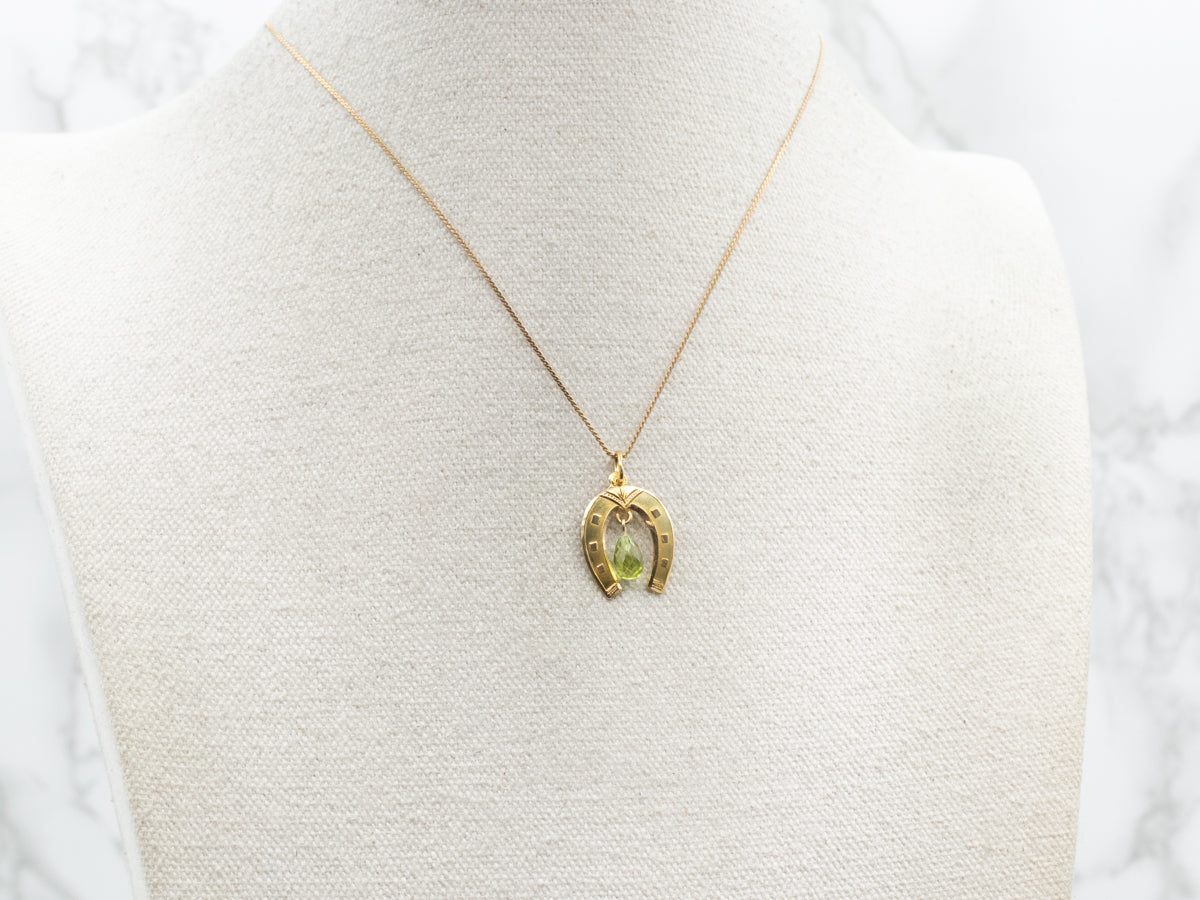 Horseshoe Charm with Peridot Briolette