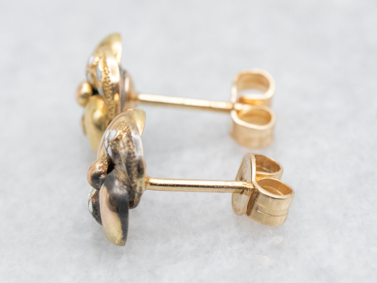 Enamel Flower Love Knot Stud Earrings