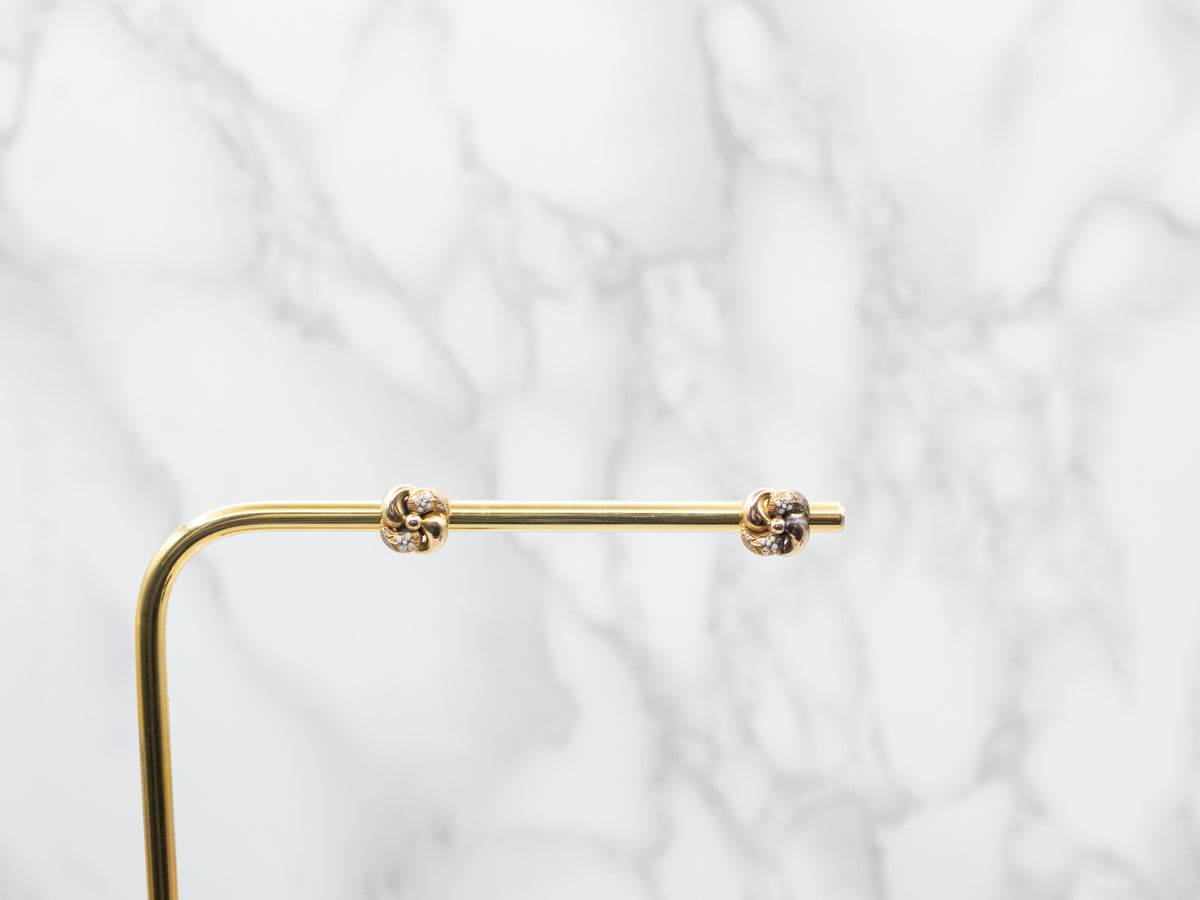 Enamel Flower Love Knot Stud Earrings