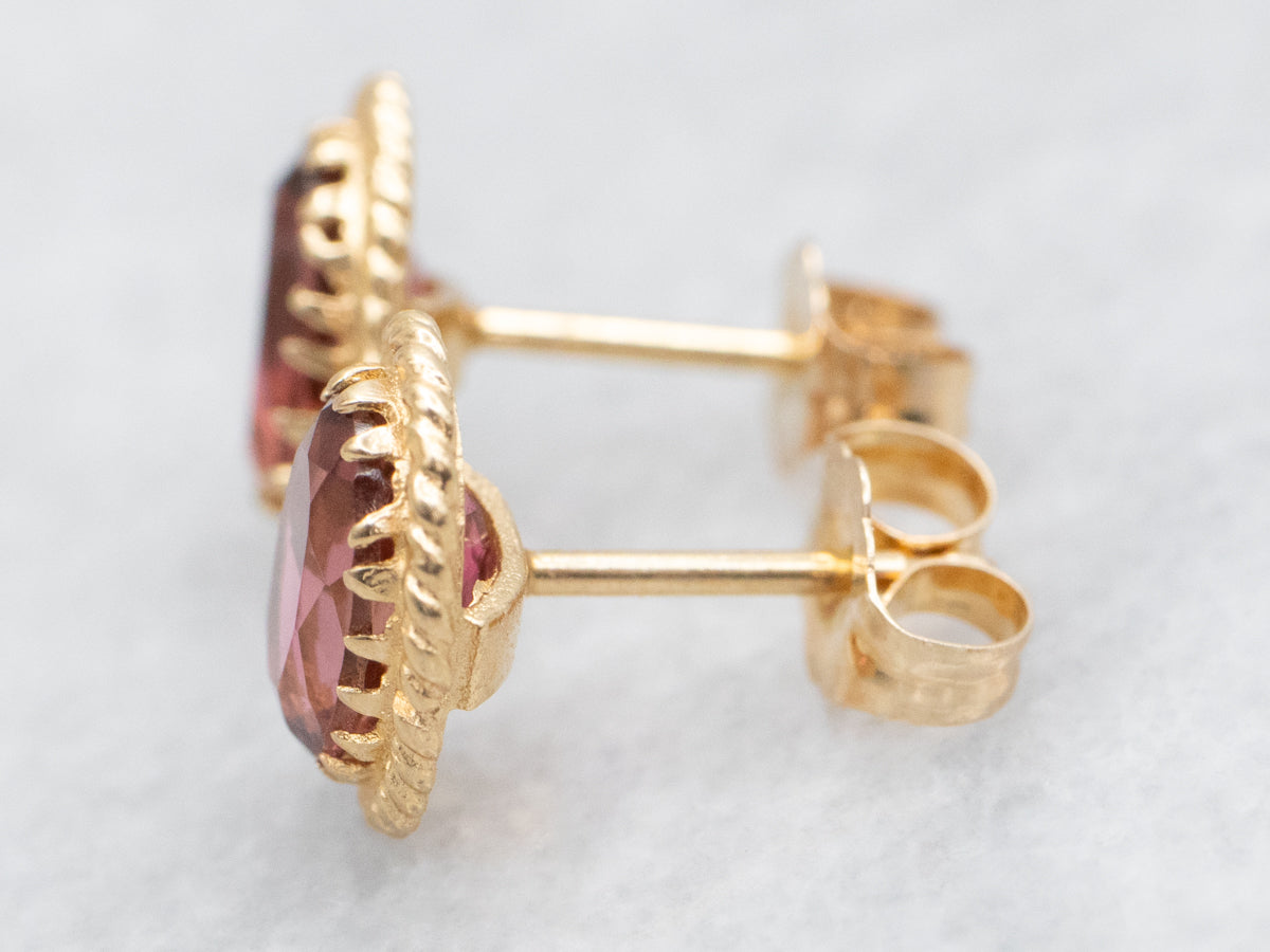 Twist Frame Pink Tourmaline Stud Earrings
