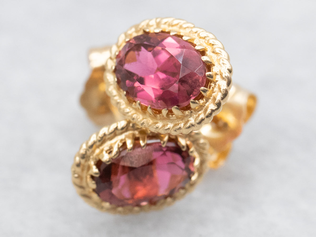 Twist Frame Pink Tourmaline Stud Earrings