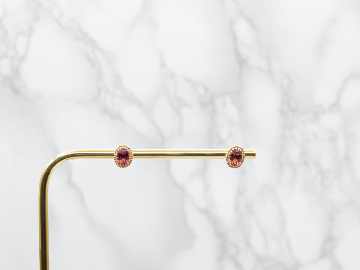 Twist Frame Pink Tourmaline Stud Earrings