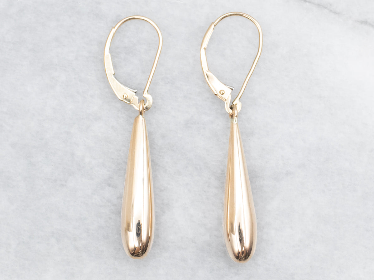 Yellow Gold Teardrop Shaped Drop Earrings