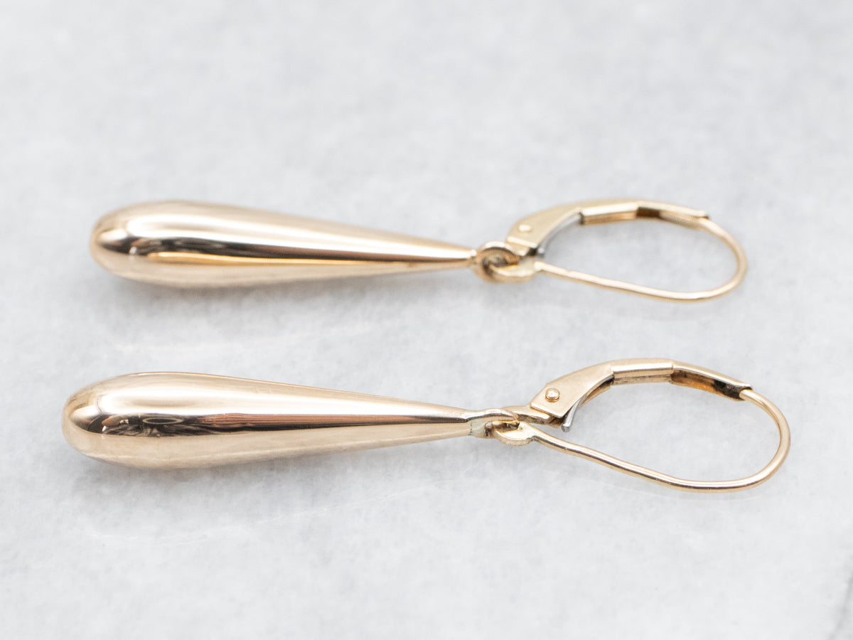 Yellow Gold Teardrop Shaped Drop Earrings