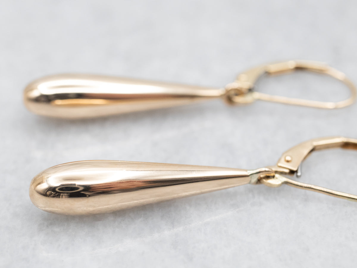 Yellow Gold Teardrop Shaped Drop Earrings