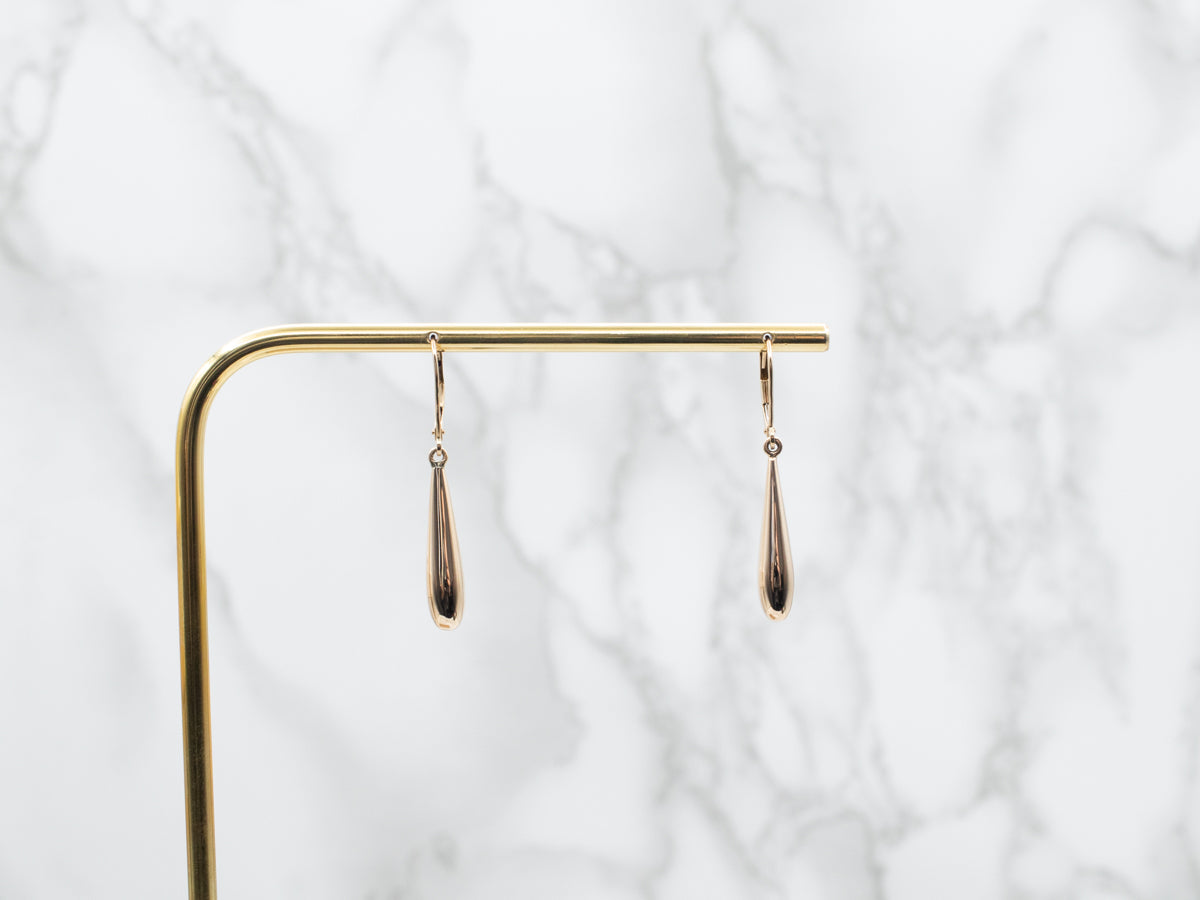 Yellow Gold Teardrop Shaped Drop Earrings