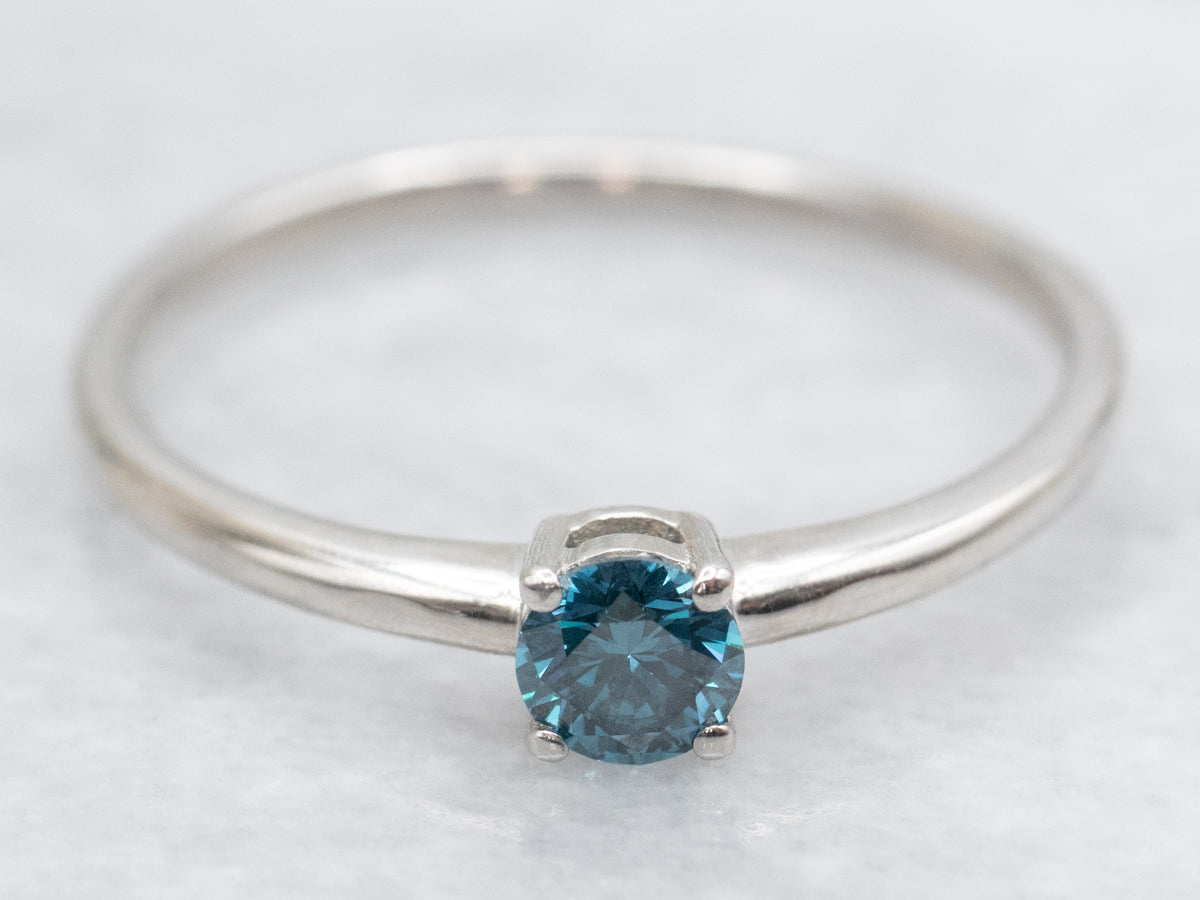 Enhanced Blue Diamond Solitaire Ring