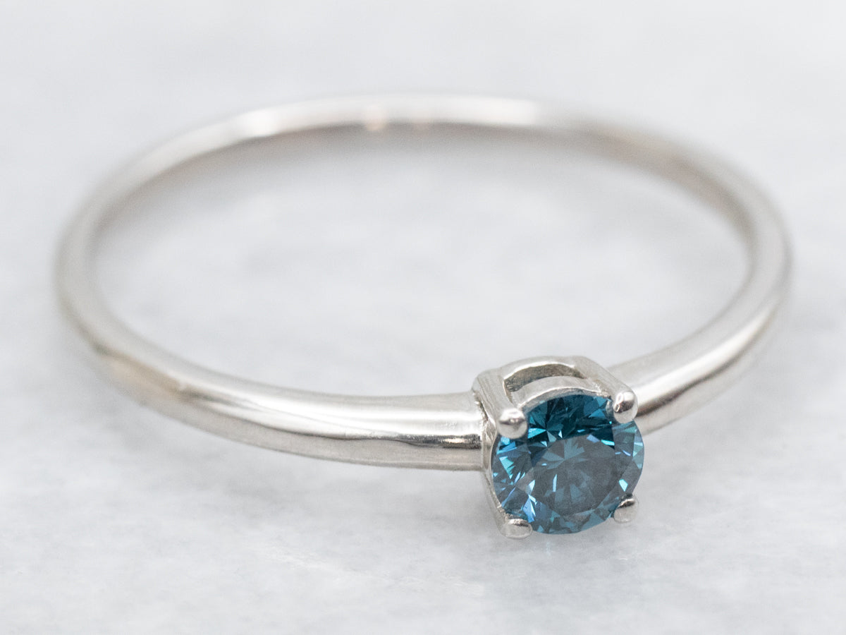 Enhanced Blue Diamond Solitaire Ring