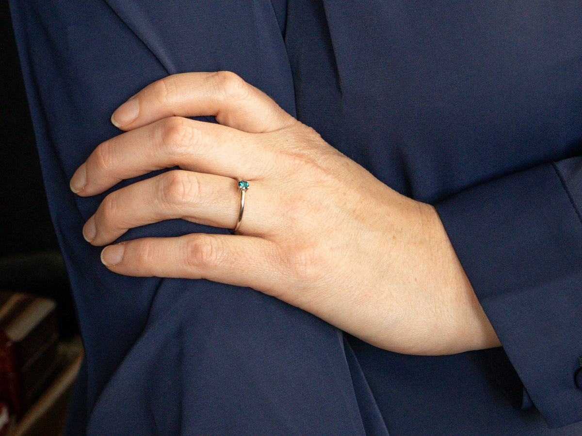 Enhanced Blue Diamond Solitaire Ring