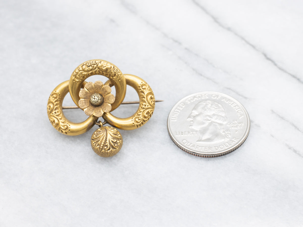 Floral Victorian Bloomed Gold Brooch
