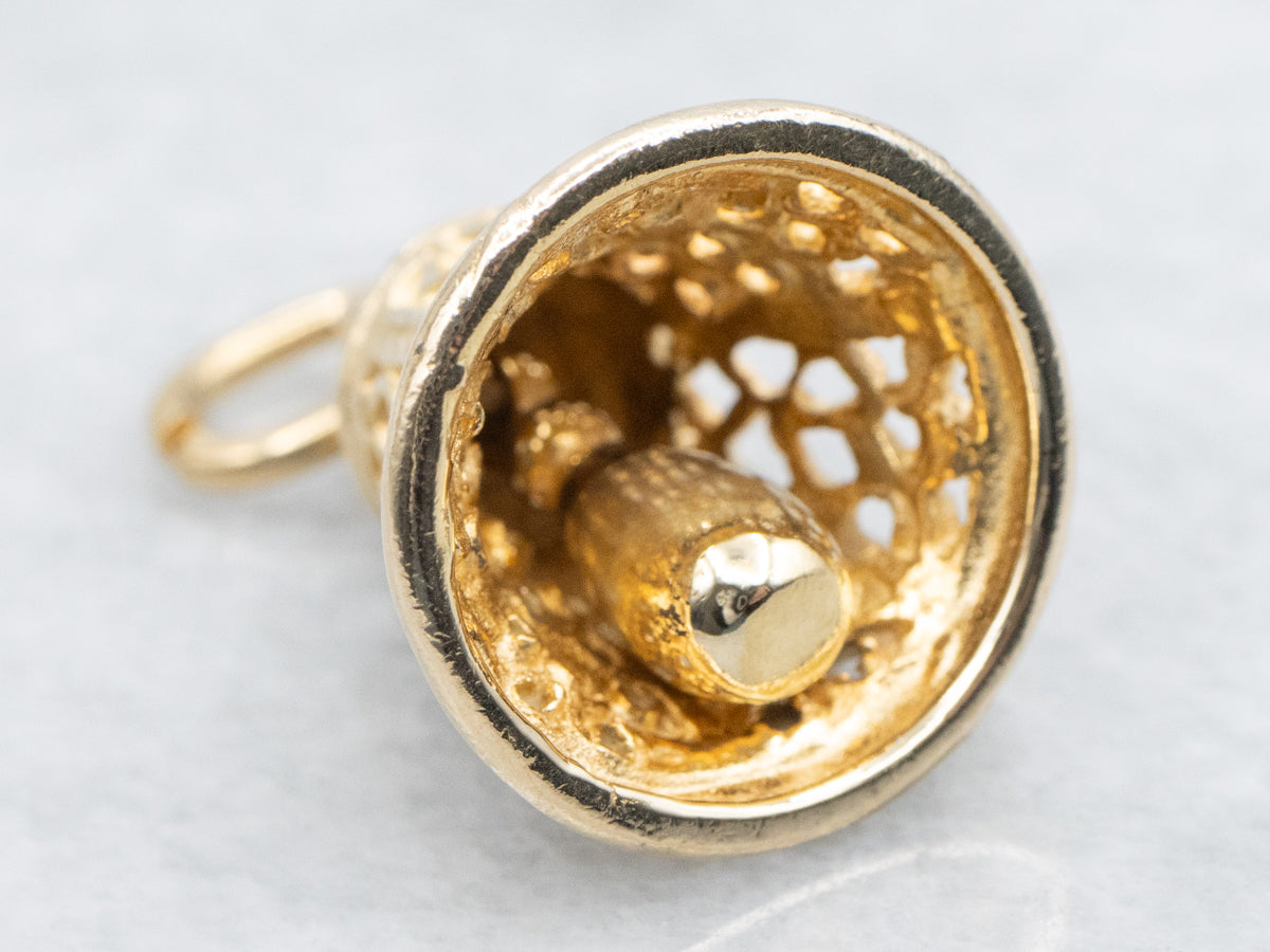 Gold Filigree Ringing Bell Charm