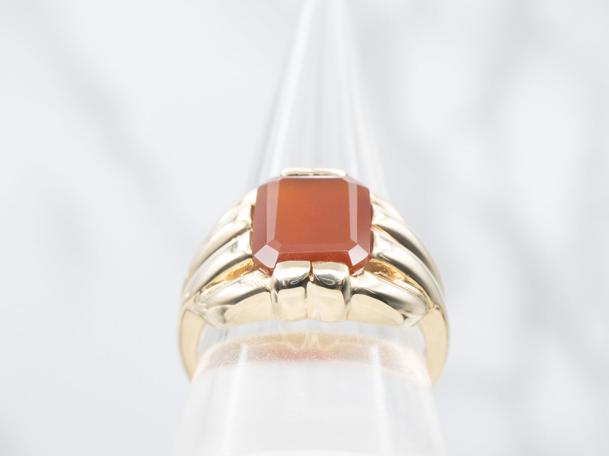 Men's Vintage Gold Carnelian Statement Ring