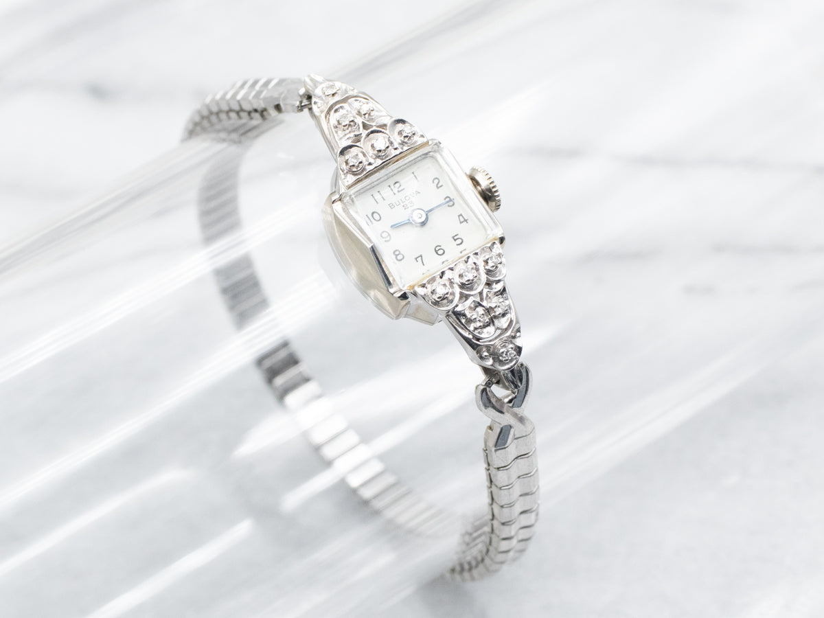 Vintage Diamond and Gold Bulova Ladies Wrist Watch