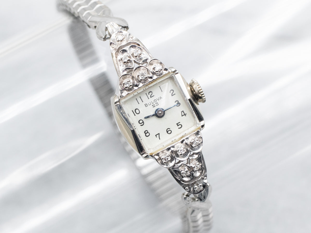 Vintage Diamond and Gold Bulova Ladies Wrist Watch