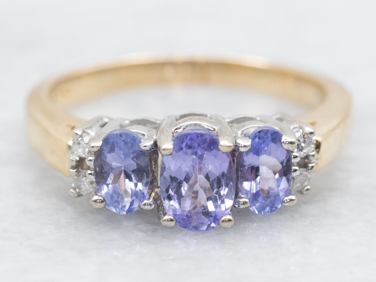 Sparkling Tanzanite and Diamond Ring