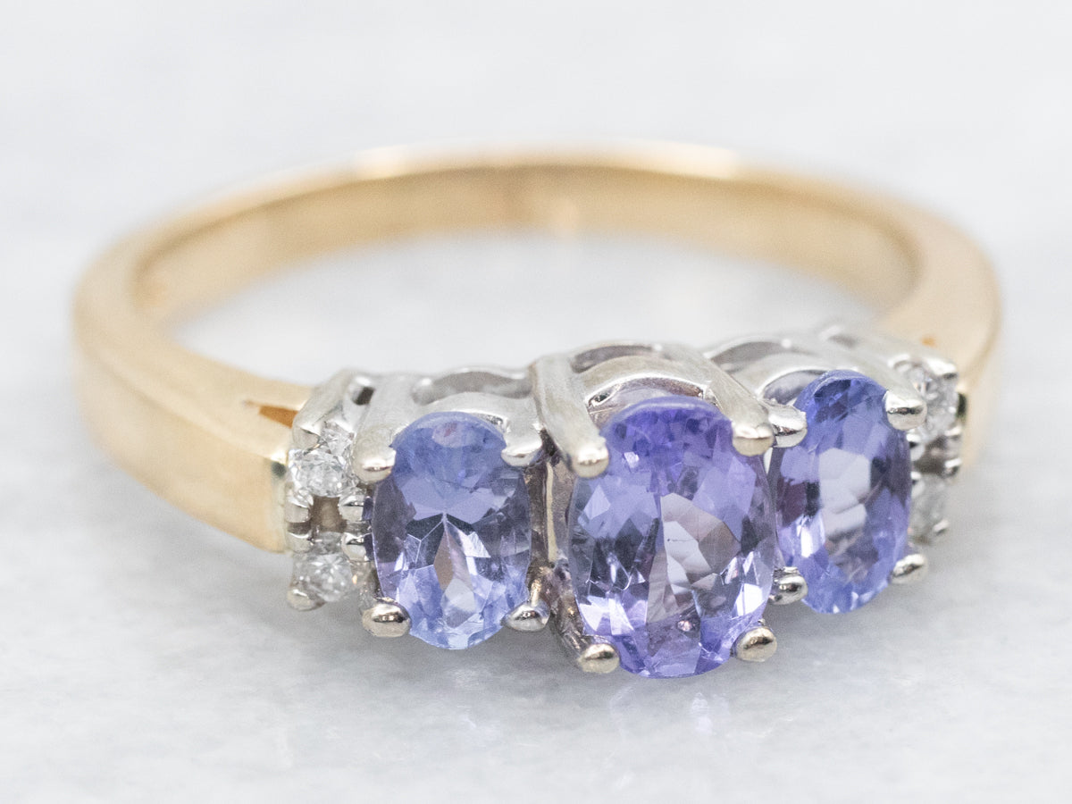 Sparkling Tanzanite and Diamond Ring