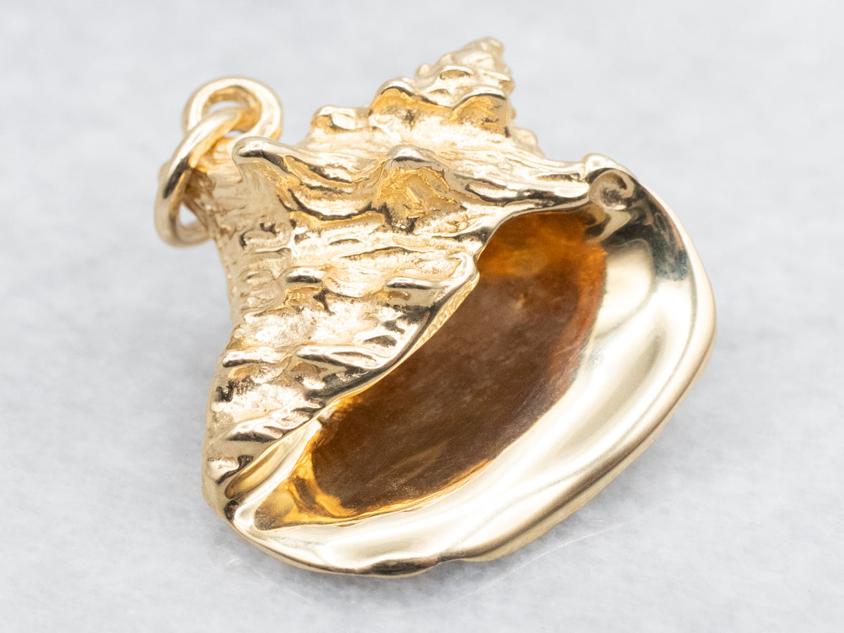 Polished Gold Conch Shell Pendant