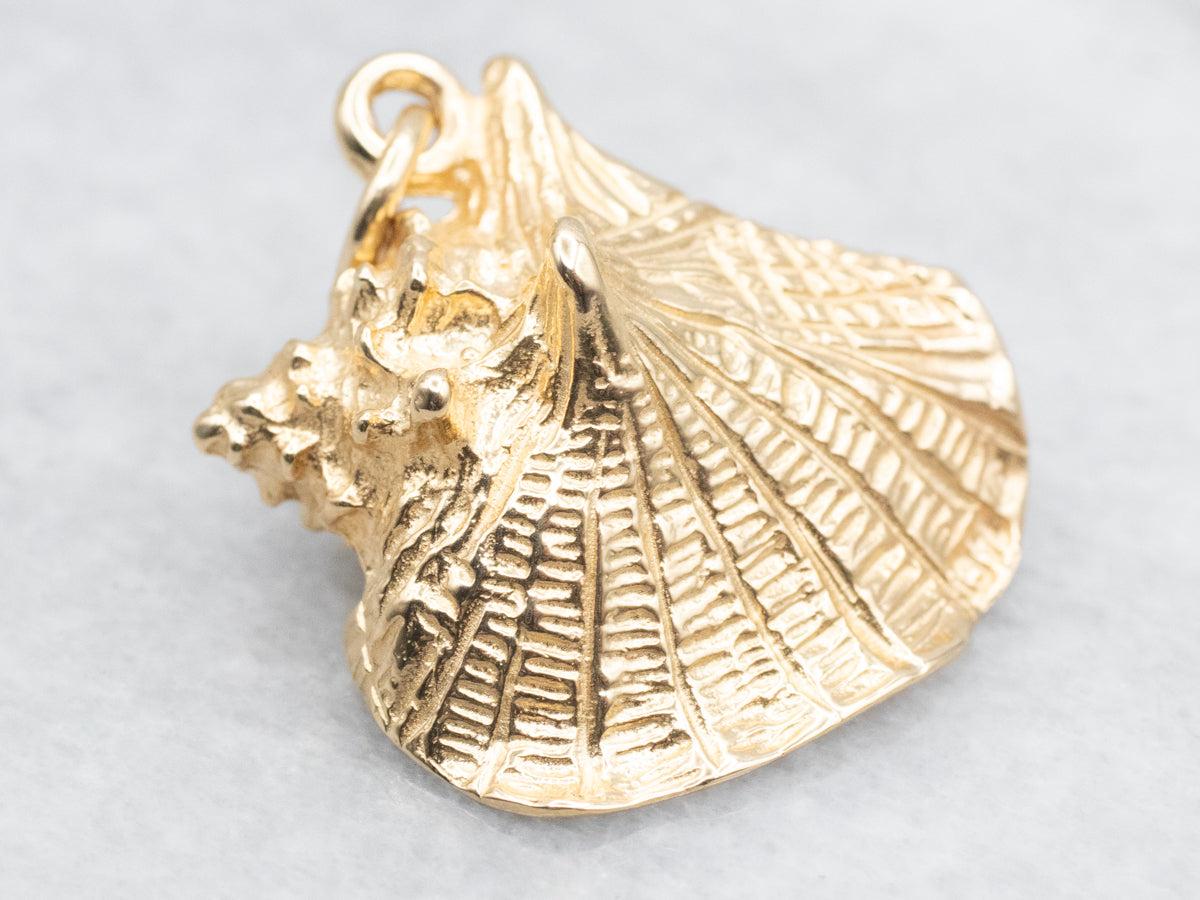Polished Gold Conch Shell Pendant