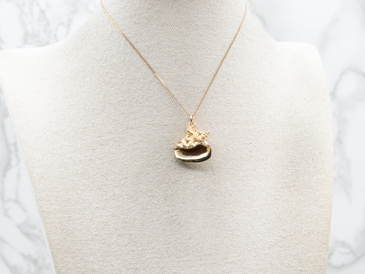 Polished Gold Conch Shell Pendant