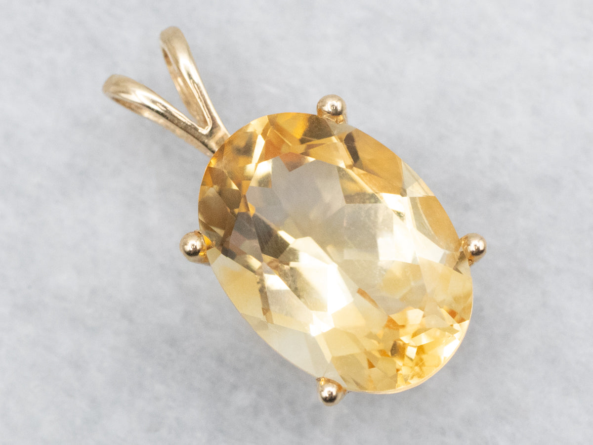 Citrine Gemstone Pendant in Yellow Gold