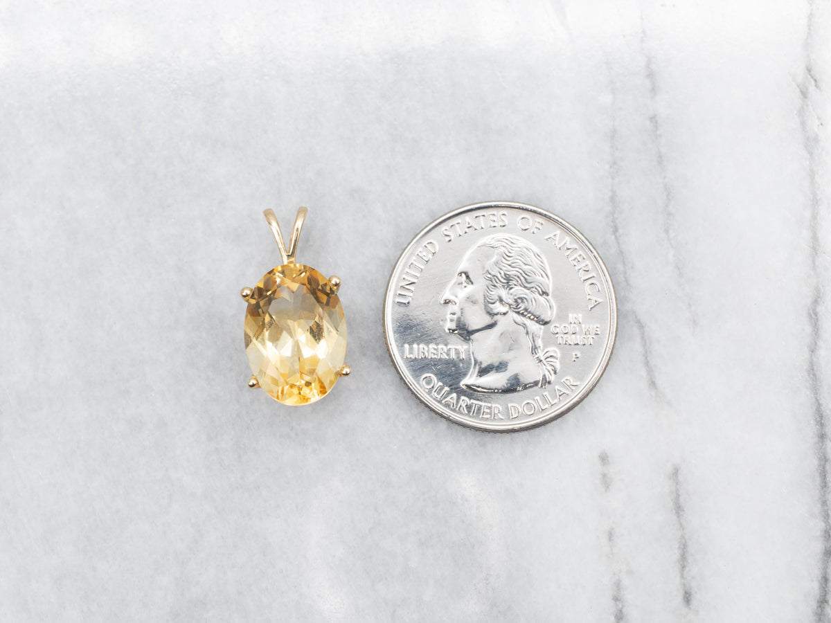 Citrine Gemstone Pendant in Yellow Gold