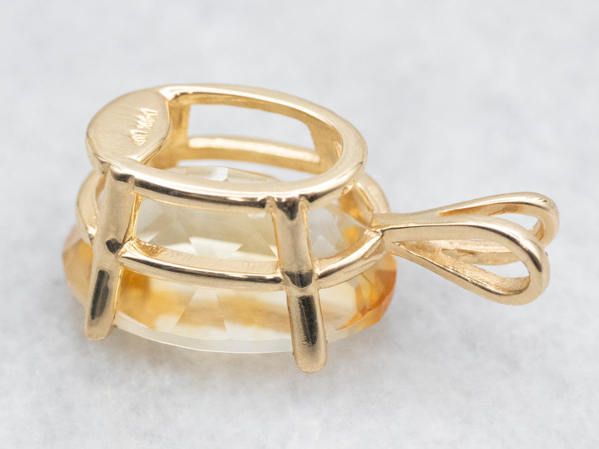 Citrine Gemstone Pendant in Yellow Gold