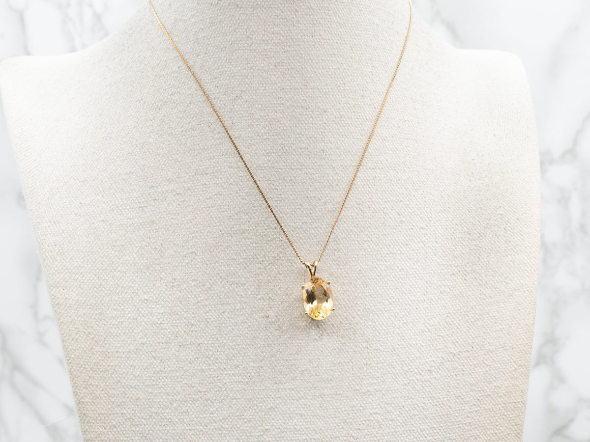 Citrine Gemstone Pendant in Yellow Gold