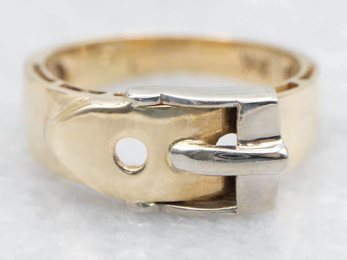 Polished Two Tone Gold Buckle Band