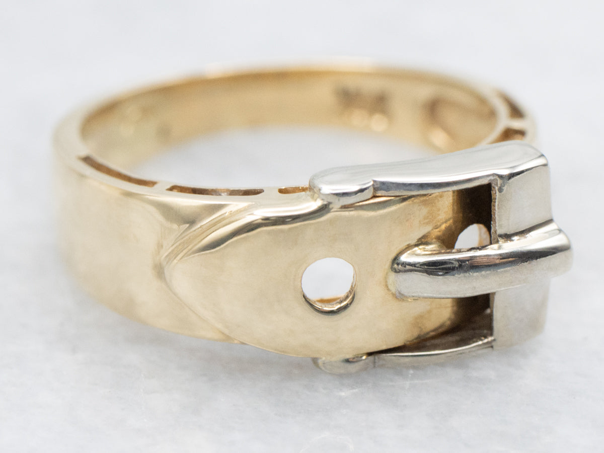 Polished Two Tone Gold Buckle Band