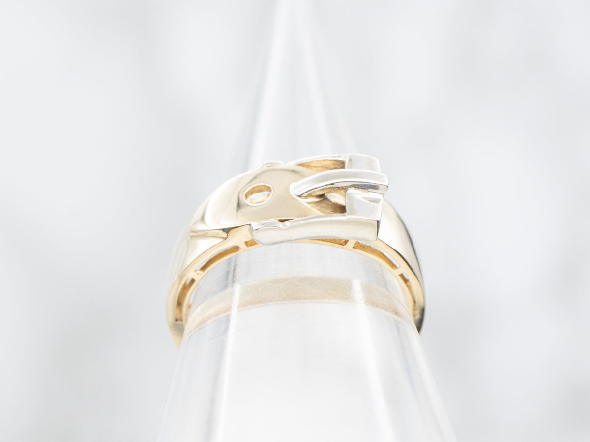 Polished Two Tone Gold Buckle Band