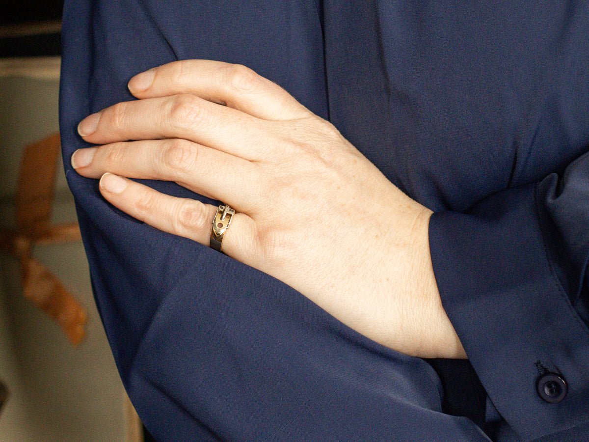 Polished Two Tone Gold Buckle Band