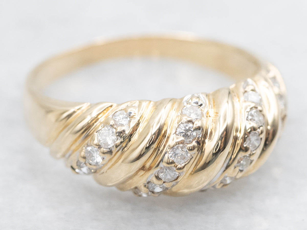 Twisting Gold and Diamond Shrimp Band