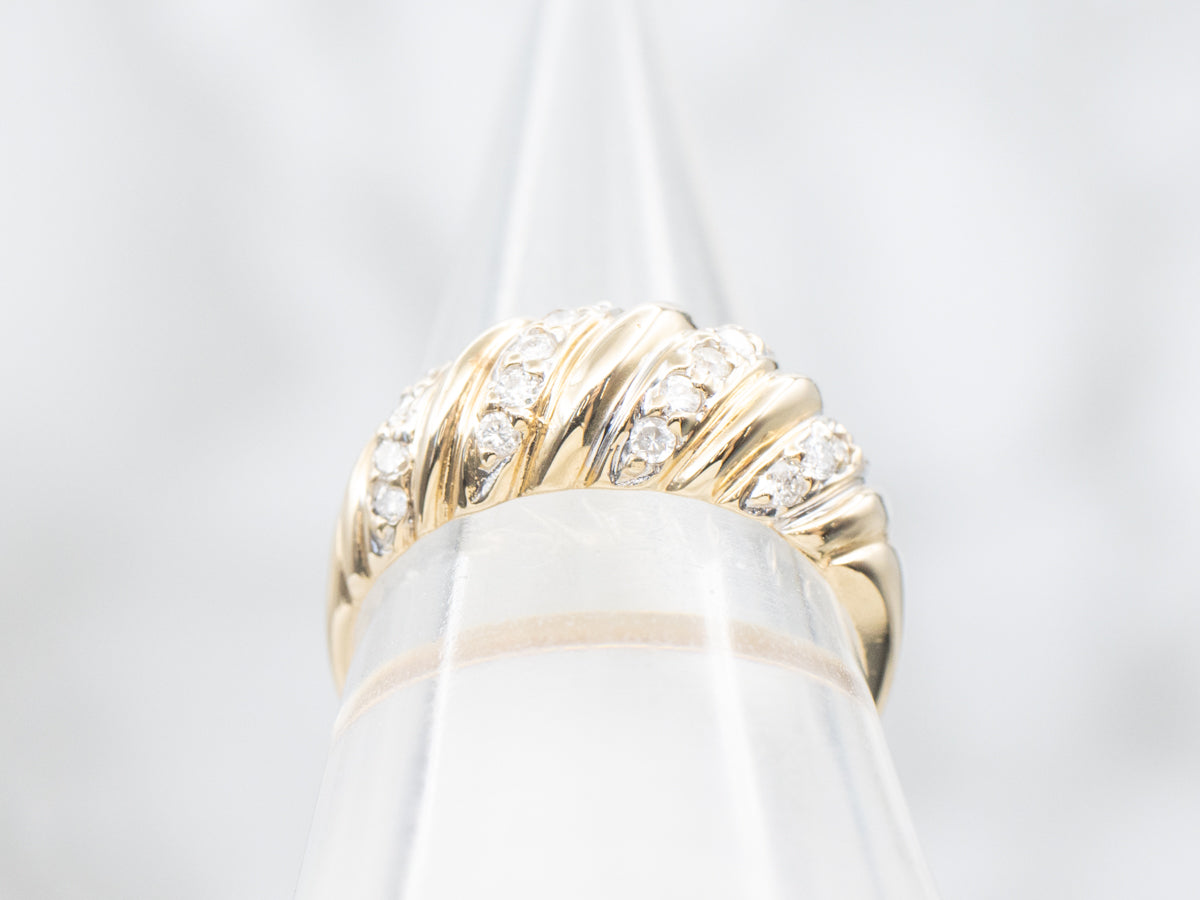 Twisting Gold and Diamond Shrimp Band