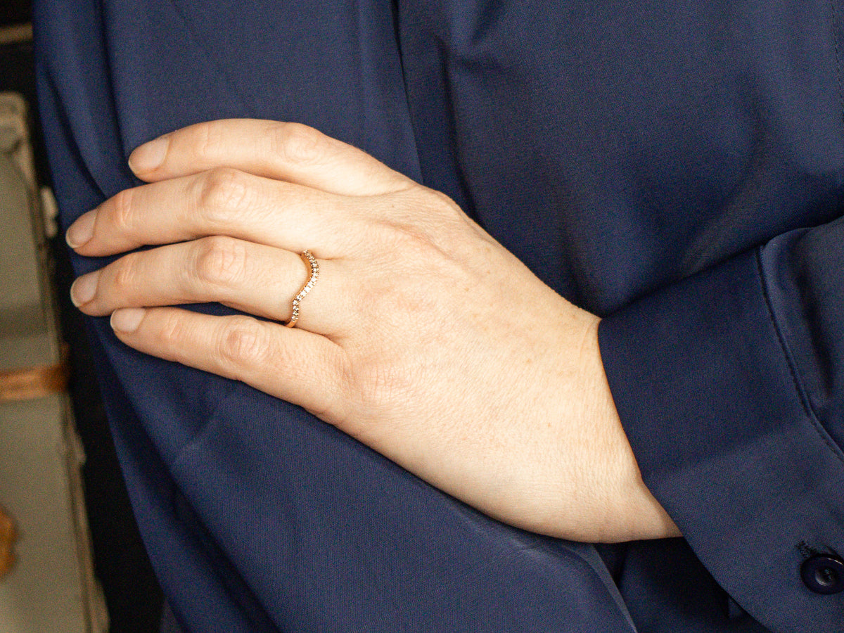 Rose Gold Diamond Curved Guard Band