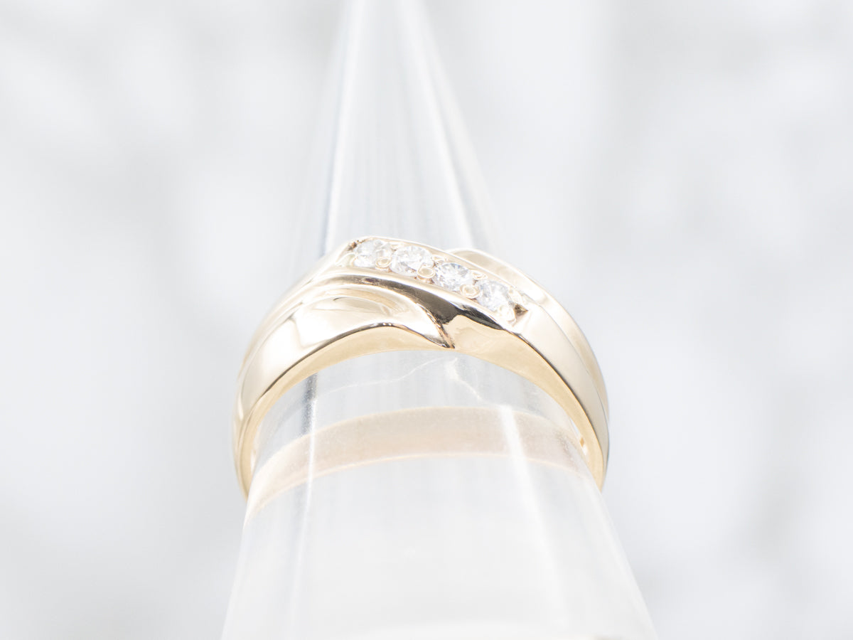 Gold and Diamond Diagonal Lined Band