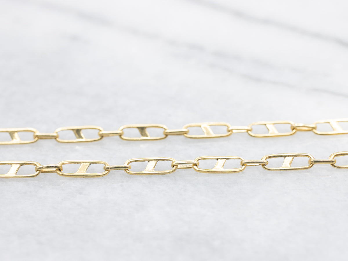 Long Italian Gold Mariner Link Chain with Lobster Clasp