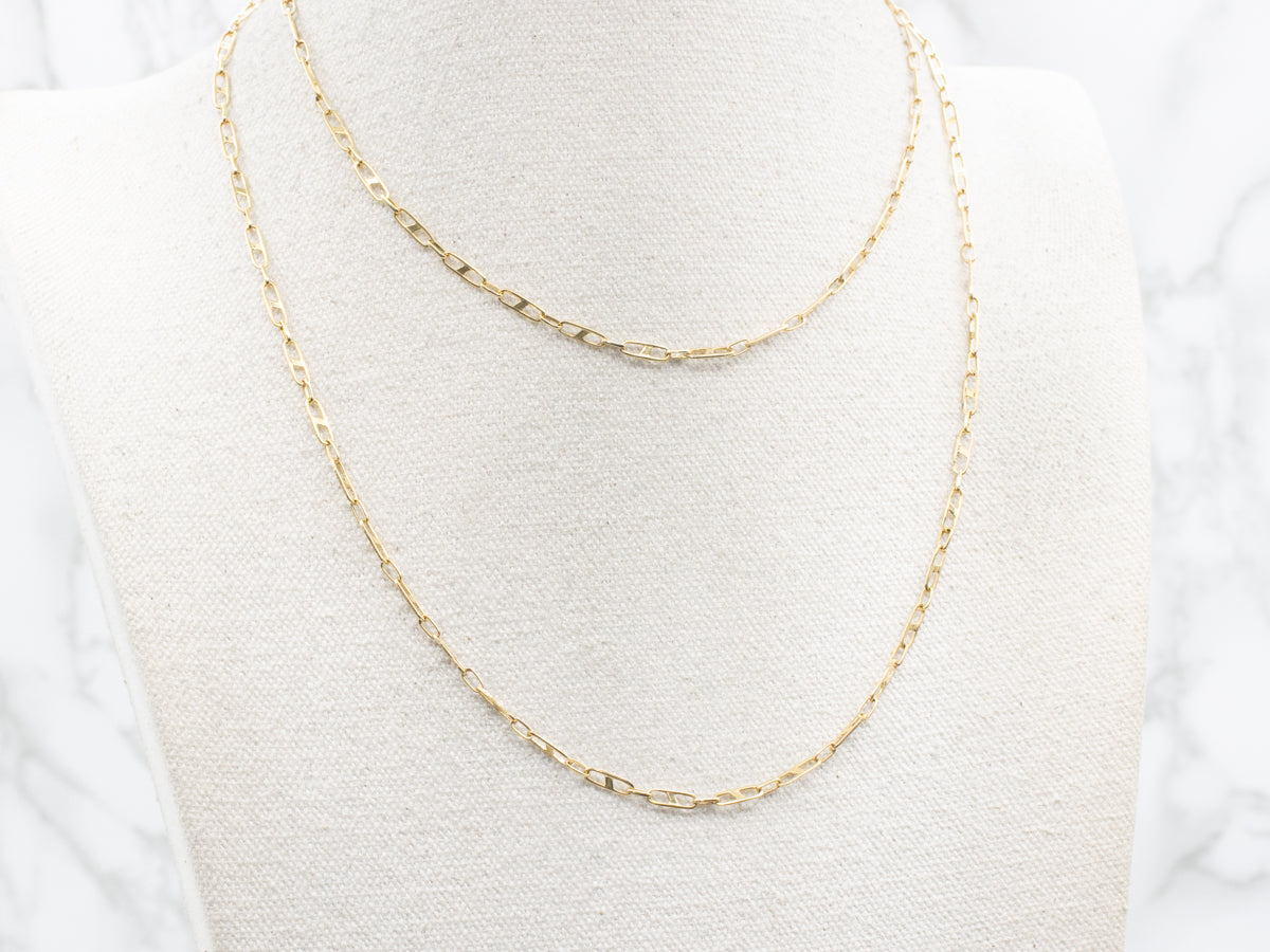 Long Italian Gold Mariner Link Chain with Lobster Clasp