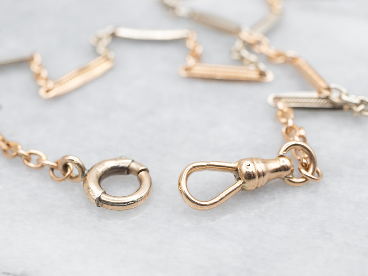 Retro Era Two Tone Gold Pocket Watch Chain