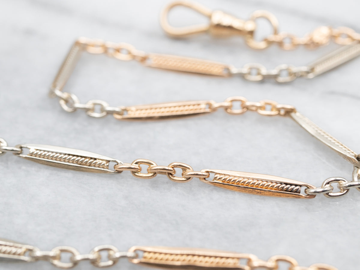 Retro Era Two Tone Gold Pocket Watch Chain