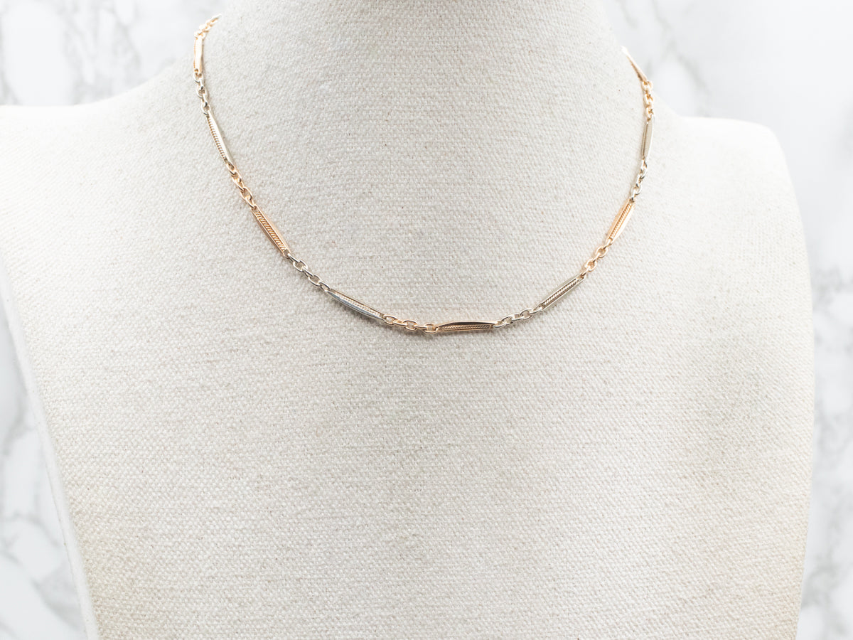 Retro Era Two Tone Gold Pocket Watch Chain