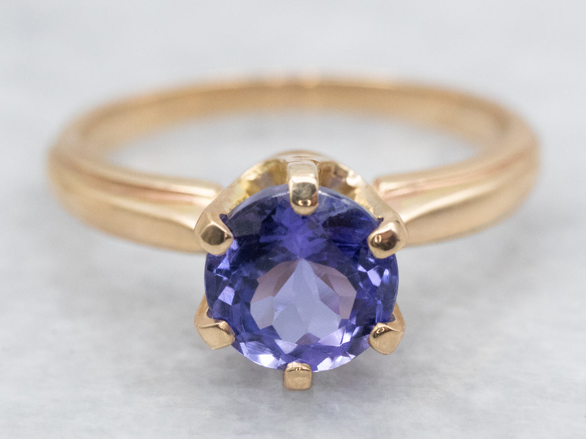 Polished Gold Tanzanite Solitaire Ring