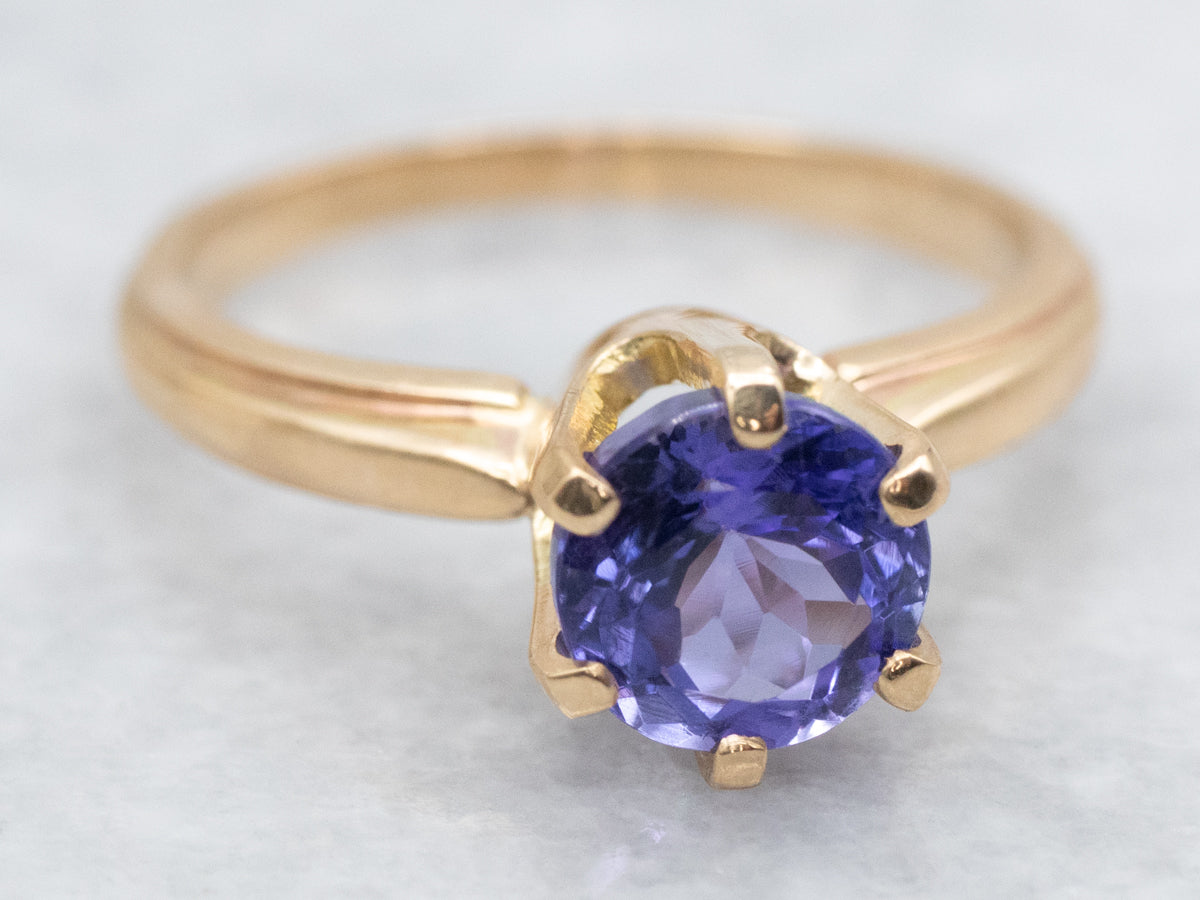 Polished Gold Tanzanite Solitaire Ring
